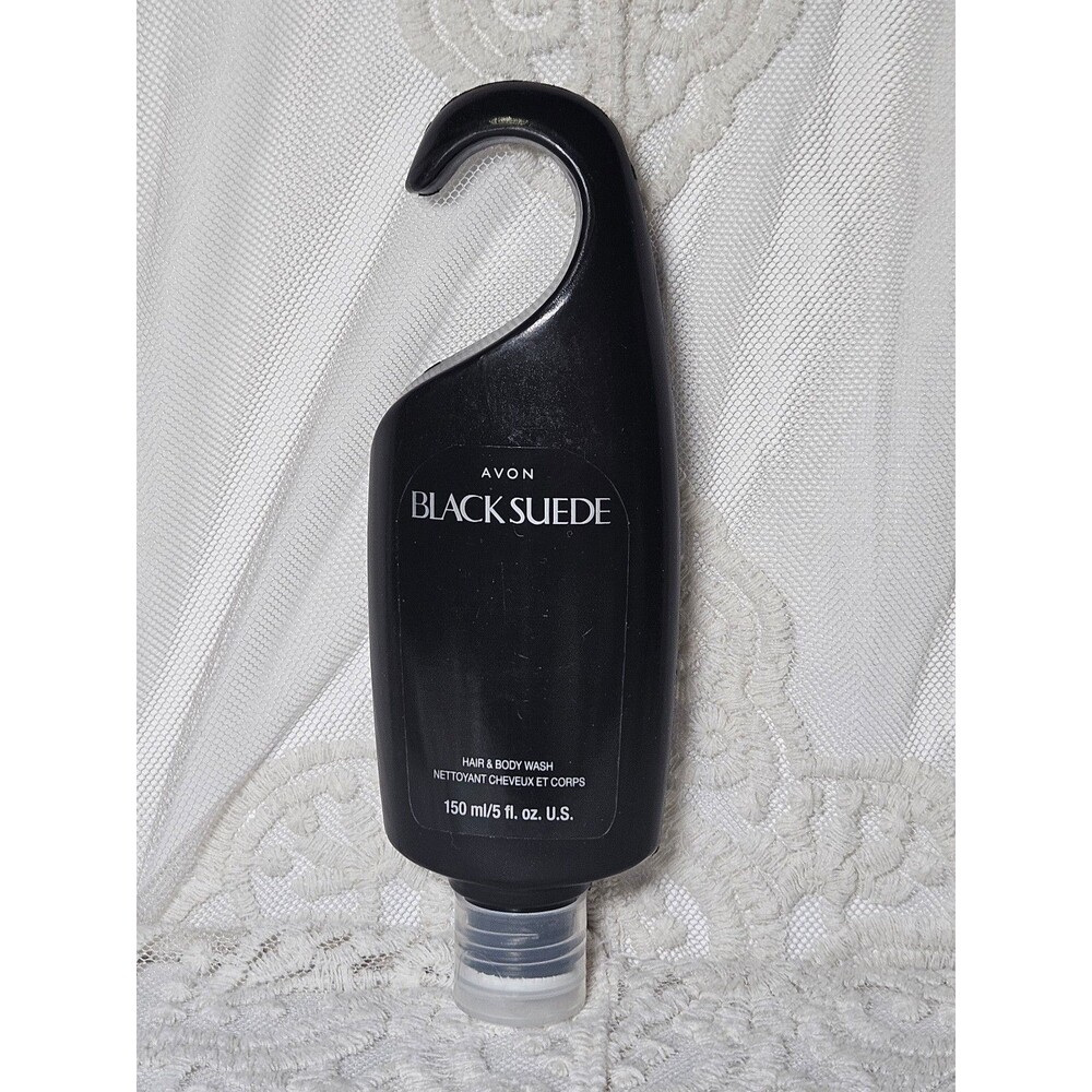 Avon Black Suede Hair & Body Wash 5 fl oz Shower Hook Bottle – New